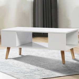 TABLE BASSE Table basse EFFIE scandinave bois blanc - IDMARKET - Rectangulaire - Salon