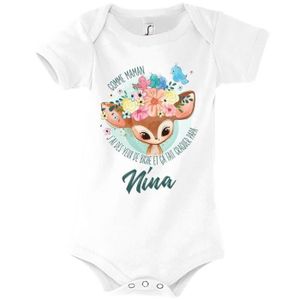 BODY Nina | Body bébé prénom fille | Comme Maman yeux de biche | Vêtement bébé adorable pour nouvea 3-6-mois