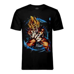 T-SHIRT T-shirt Homme Col Rond Noir Goku Super Saiyan Kameha Dragon Ball Dbz Manga