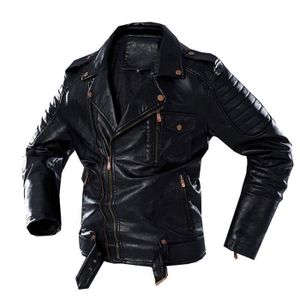 BLOUSON Veste Homme,Veste Moto Homme en Pu Cuir Printemps 