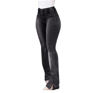 JEANS Femme evase Bootcut Stretch Push Up Pantalons en Denim Slim Taille Haute Decontracte Pants - noir huangni
