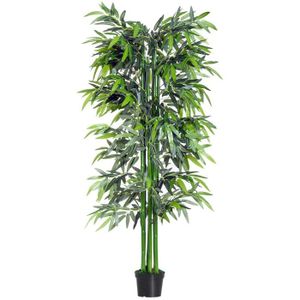 FLEUR ARTIFICIELLE Bambou artificiel XXL 1,80H m 1105 feuilles denses réalistes pot inclus noir vert