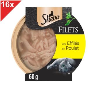 BOITES - PATÉES SHEBA Filets les Effilés de poulet plaisir pour chat 16 dômes 60g
