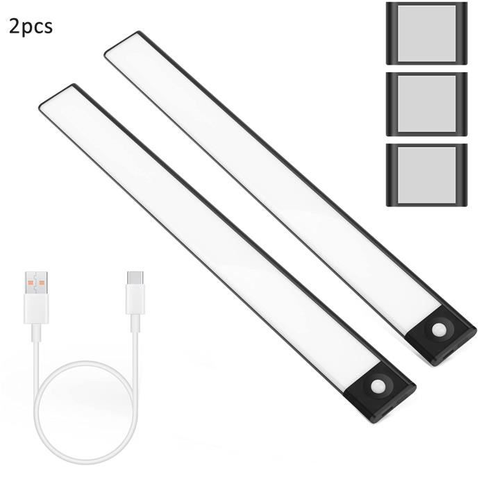 Acheter 1PC 110-400mm détecteur de mouvement LED sous armoire lumière USB  rechargeable LED veilleuse pour placard, armoire, cuisine, armoire, placard