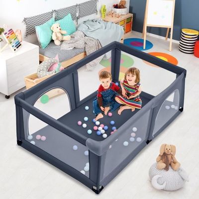 Parc Bébé Pliable 150x150 cm COSTWAY-Tissue Oxford sans BPA-Portail Zippé-50 Balle