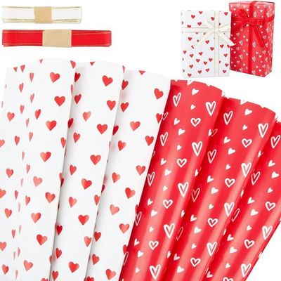 Papier De Soie En Forme De Cœur Rouge - Lot De 20 Feuilles 50x35 Cm, Pour Emballage Cadeau Saint-Valentin - 4