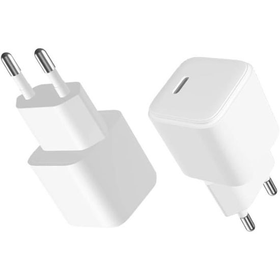 Atauahi Chargeur USB C 30W Et Câble Type C 2, Prise 2 Ports Avec PD