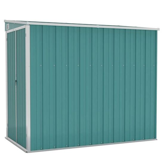 Abri De Jardin Mural En Acier Galvanisé 118x194x178 Cm - Marron (Style Bois) - Toit Allongé, Ventilation - Pour Outils, Mobilier Extérieur - 5