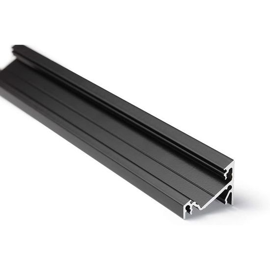 Profilé De Bande Led Aluminium Alumino 200cm - Angle Semi-transparent Noir Profilé LED