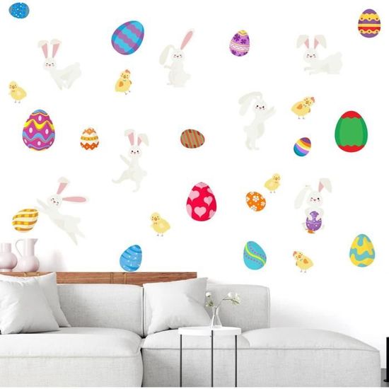 Stickers muraux de Pâques, autocollants pour enfants de Pâques, décorations  auto-adhésives Stickers muraux lapin décorations [u4475] - Cdiscount Maison