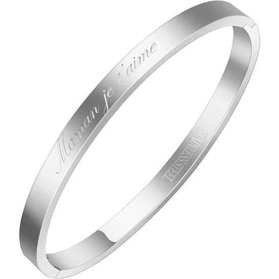 Bracciale Messaggio In Acciaio Inox Per Donna - Regalo Amicizia Mamma - Diametro 6,3 Cm
