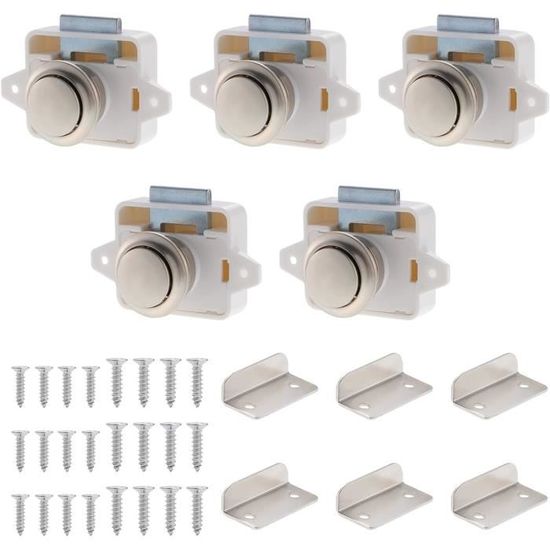 Lot De 5 Serrures à Bouton-poussoir Sans Clé - Pour Armoire, Camping-car, RV, Finition Brun/or