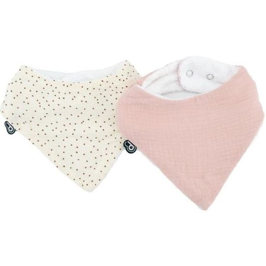 Lot De 2 Bavoirs Bandana Bébé En Gaze De Coton Et éponge - Ajustable, Absorbant, Oeko-Tex, Taille Unique