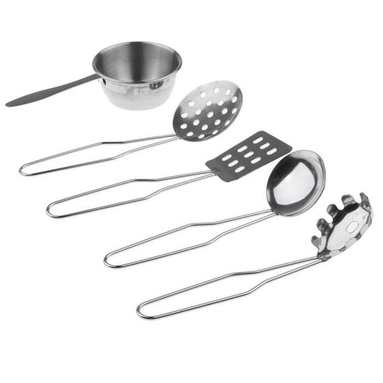 Set de 7 ustensiles de cuisine en acier inoxydable vert avec poignées
