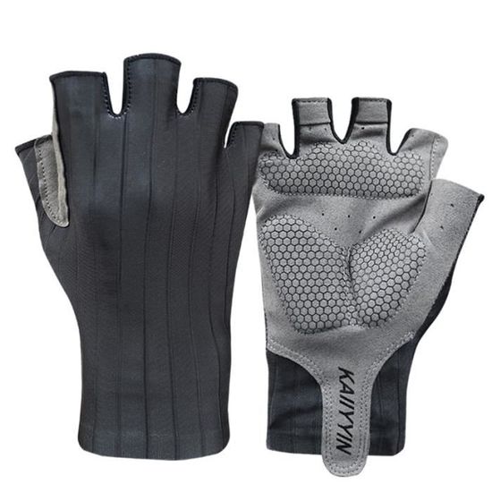 Gants Vélo Demi-doigts Homme Femme - Lycra Respirant - Paume Silicone Antidérapant - Taille Ajustable