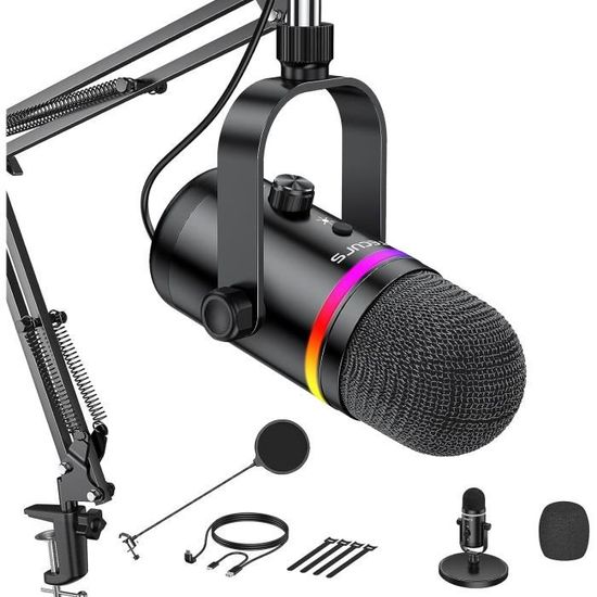 Microphone à Condensateur USB, TECURS Micro PC Kit avec Bras de Flèche &  Trépied, Streaming Micro avec Pop Filter Pour Gaming Enregi - Cdiscount  Informatique