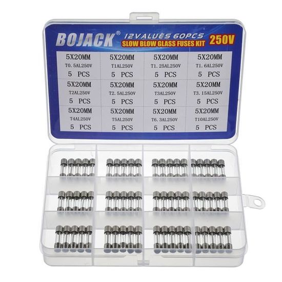 Kit 150 Fusibles En Verre 5x20mm 250V - 15 Valeurs Assorties 0.1A à 20A Pour Voiture Et Électroménager