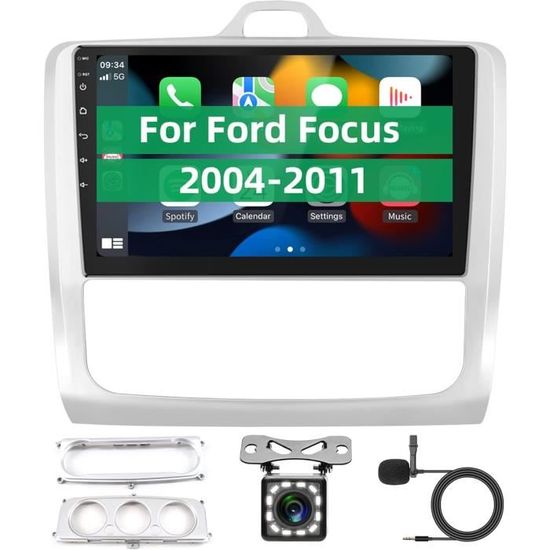 Autoradio Android 15 9" Pour Ford Focus Mk2 2004-2011 - 4+64 Go, Carplay/Android Auto Sans Fil, Caméra Recul - 4