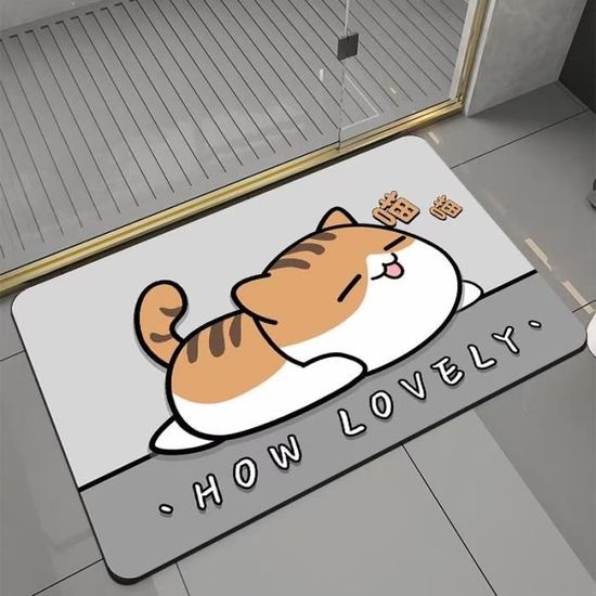 Tapis Salle De Bain Chat Mignon - 40x60cm Absorbant Antidérapant Lavable