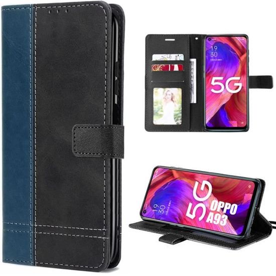 Coque Cuir PU Pour OPPO A54 A74 A93 5G Reno 8 Pro Lite Find X5 Pro - Avec 2 Verres Trempés, Protection Complète