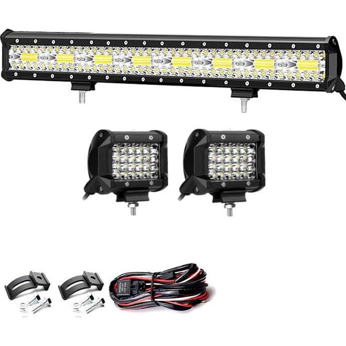 3 rangée 23- 640W Barre Rampe LED Phare de Travail LED Flood Spot Feux de antibrouillard LED Off-Road + 4- 144W Phare de Travail