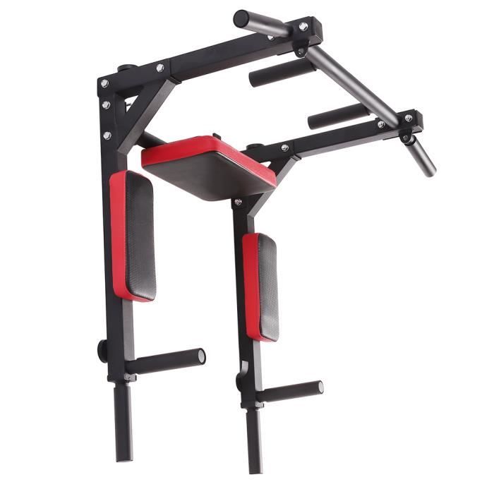 YIS Barre de Traction Mural, Multi-Grip Pull Up Bar en Acier - 4 en 1 Chaise Romaine - Max. 200 KG - Poignées Antidérapantes Noir Ro