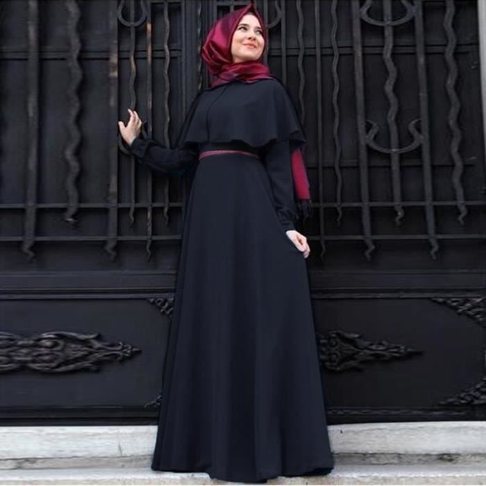Taille XXL les femmes musulmanes à manches longues manteau robe noir de grande taille robe de maix abaya
