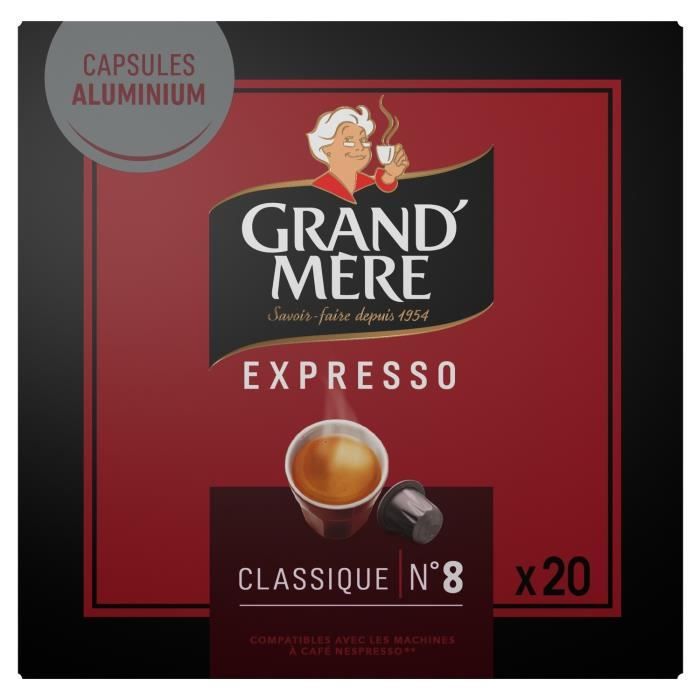 LOT DE 3 - GRAND MERE Expresso Classique Intensité 8 - 20 capsules de café Compatible Nespresso