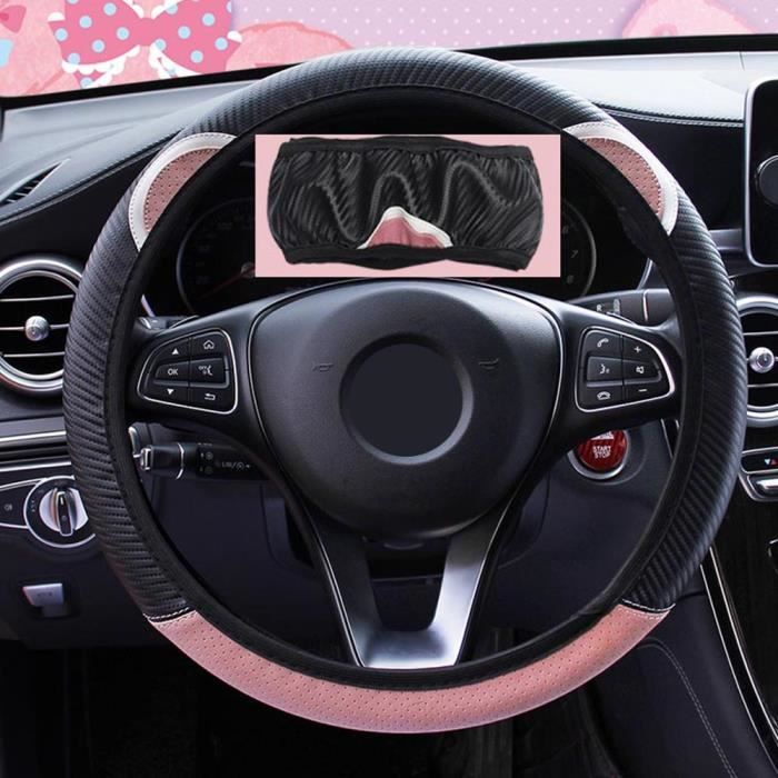 LEEPEE mignon dessin animé chat oreille volant couverture universelle voiture style voiture volant poi Rose