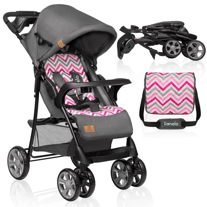 LIONELO Poussette compacte bébé Emma avec canopy - Rose