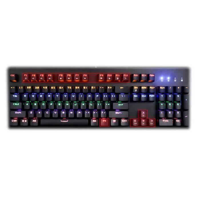 Clavier Mécanique Américain Gamer Noir Lumière Mixte Filaire USB2.0 marron switch Gr54205