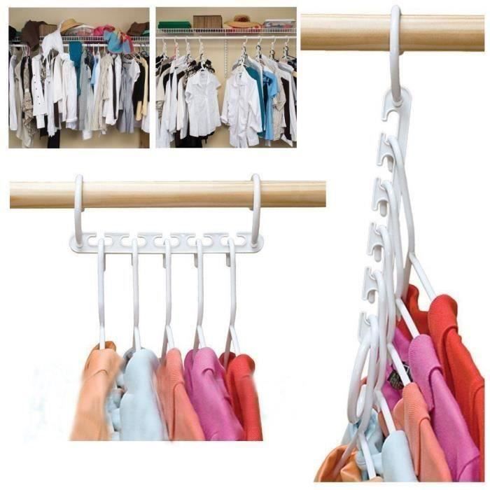 8PCS-Lot De Cintres Vêtements Nœud Crochet Gain d'espace Plastique SA23704
