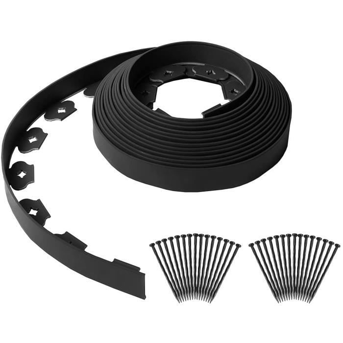 GT Market Bordure de Jardin Flexible Noire - 4 cm x 10 mètres avec 30 piquets d'ancrage A166
