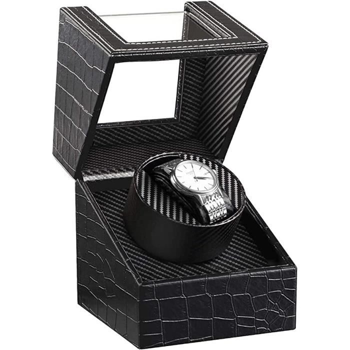 Remontoir Montre Automatique, Enrouleur de Montre, Remontoir Automatique à boîtier de Montre en Cuir PU avec Moteur Silencieux