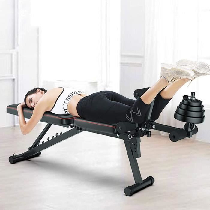 AIMCAE Banc incline en Abdos Plat, Banc de Musculation reglable, Exercice de Jambe, Banc d'halteres, Cha de Fitness, Planche sur,318