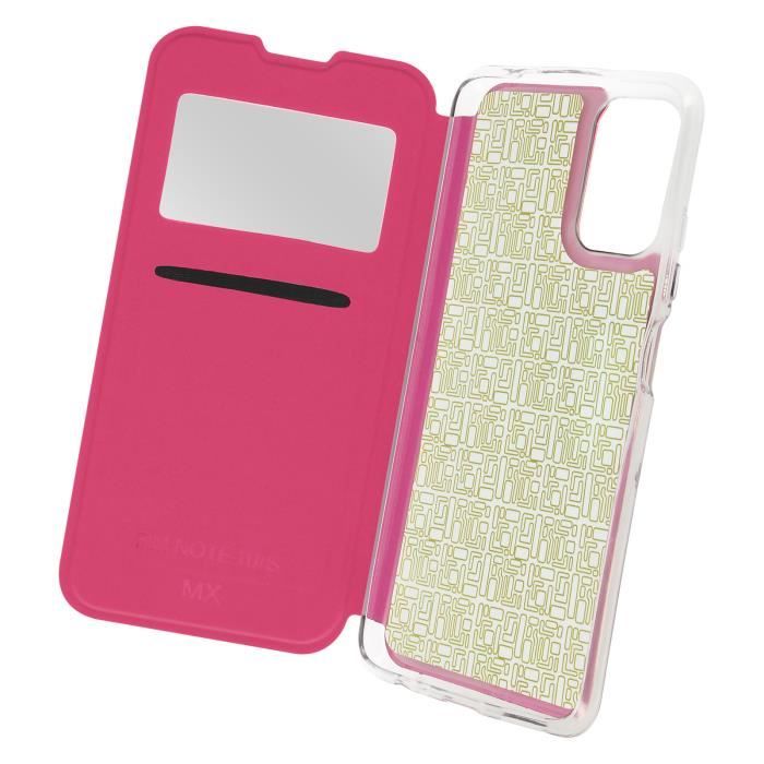 Étui Xiaomi Redmi Note 10 / Note 10s Fenêtre Affichage Porte-carte Support Rose