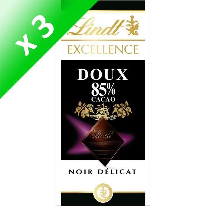 [LOT DE 3] Tablette de Chocolat Lindt Excellence Noir 85% Cacao Doux - 100G