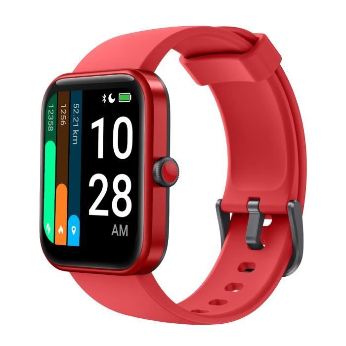Montre Connectée Femmes Hommes, DOOGEE CS2 Pro Montre Intelligente , Montre connectée Etanche IP68 pour iOS Android Rouge