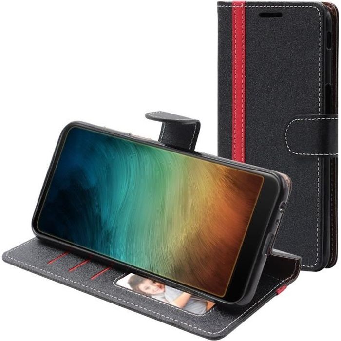 ebestStar ® pour Samsung S10 Galaxy - Etui Portefeuille PU Cuir , Noir / Rouge