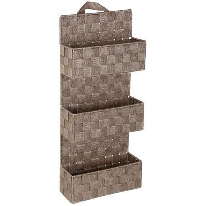 Etagère panier 3 niveaux à suspendre - H. 56,5 cm - Taupe