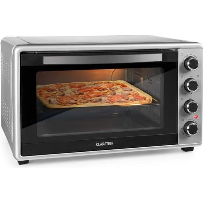 Klarstein Masterchef 45 Mini four 45L avec tournebroche - 2000W - Température réglable de 100 à 230 °C - Minuterie - Argent