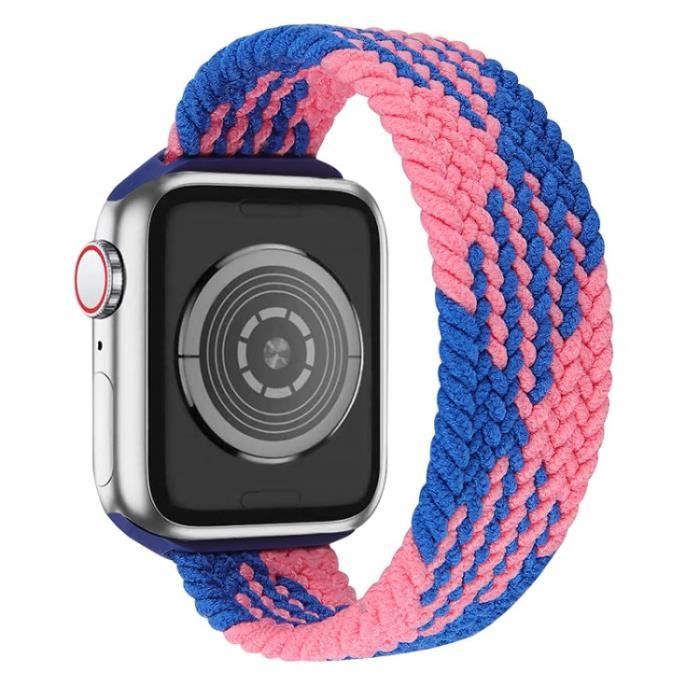 Bande Strap Sports Sangle Bande Sangle Pour Apple Watch Series 7 45Mm-6-5-4-Se 44Mm-3-2-1 42Mm - Épissage Bleu + Rose