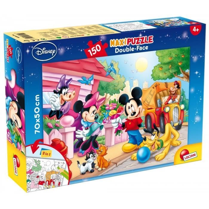 Lisciani jeux 48328 – Mickey Puzzle Double Face Supermaxi, 150 pièces