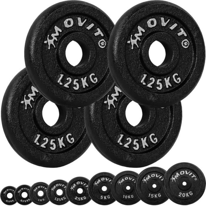 MOVIT Lot de 4 disques en fonte de 1,25 kg - 5 KG - NOIR