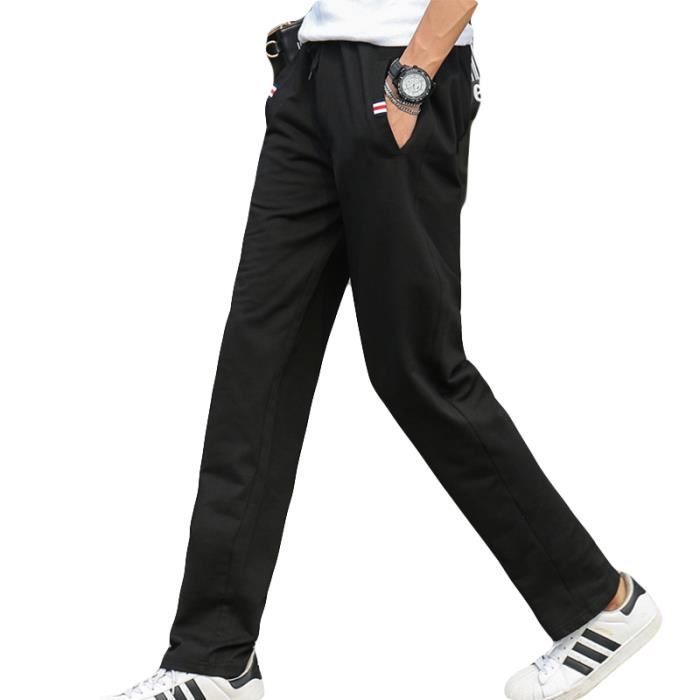 Pantalon de jogging Homme coton en baggy Pantalon Homme sport Mode Casual avec Droit - Noir