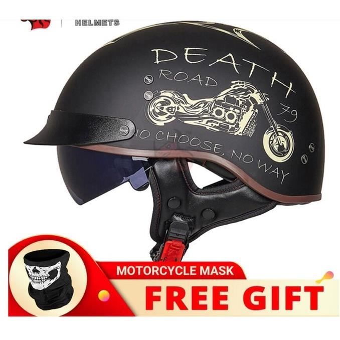 DOT Certification Retro Motorcycle Helmet Moto Noir3