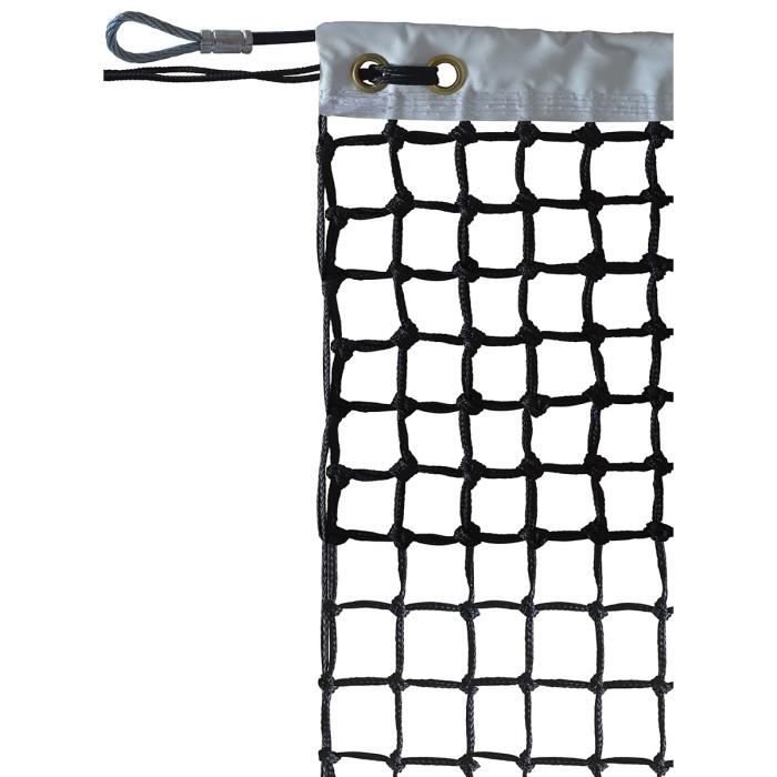 Filet tennis Roland Garros PE tressé 3mm maille 40 doublé sur 7 rangs Sporti France - noir - TU