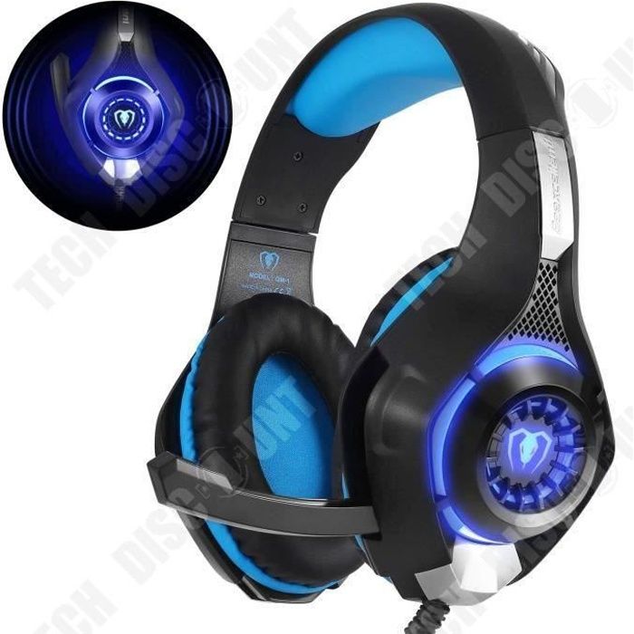 TD® Casque Gaming PS4, Casque Gamer avec Micro Premium Anti Bruit Audio Stéréo Basse avec LED Lampe Gaming-accessoire de jeux