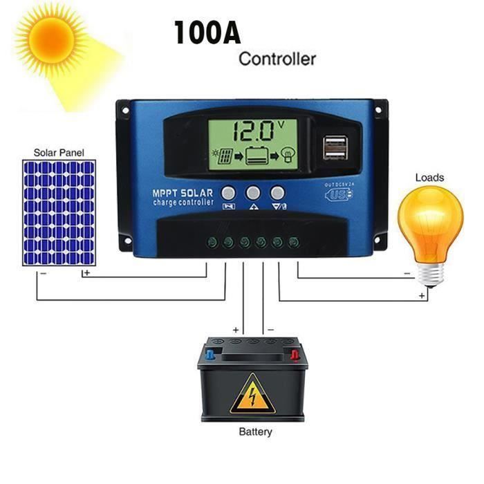 Contrôle automatique de foyer de contrôleur de charge de régulateur de panneau solaire de 100A MPPT 12V / 24V