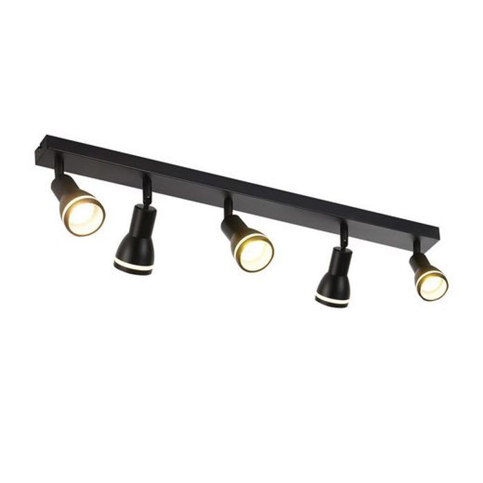 Spot de plafond - NETTLIFE - Plafonnier 5 spots pivotants - Noir - GU10 - Diam 69 cm